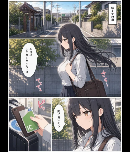 【エロ】真面目な女子校生が朝の満員電車で執拗に痴●された話【モザイク版】/作者（かわいいラボ） 試し読みサンプル 2ページ目